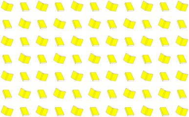 黄色の本がたくさん並んだかわいい背景イラスト