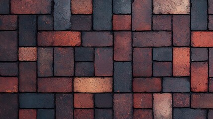 Dark Red Brown Brick Pavement Texture Background