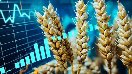Wheat ears overlaid with financial charts - Powered by Adobe
