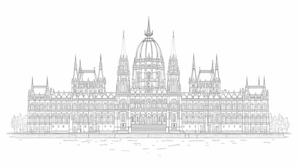 Fototapeta premium Detailed line drawing of the hungarian parliament building.