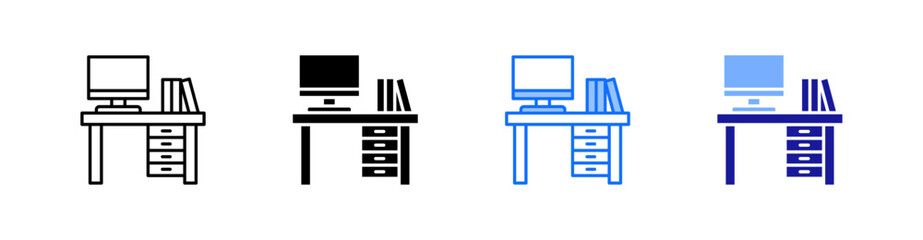 Workplace Multiple Style Icon Set Vector 