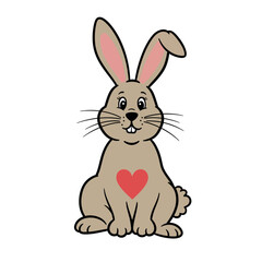 Osterhase Hase Silhoette sitzend mit Herz und Schlappohr 