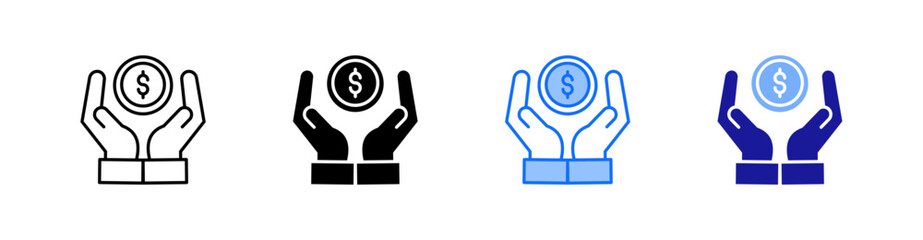 Save Money Multiple Style Icon Set Vector 