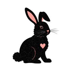 Osterhase Hase Silhoette sitzend mit Herz und Schlappohr 