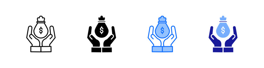 Salary Multiple Style Icon Set Vector 