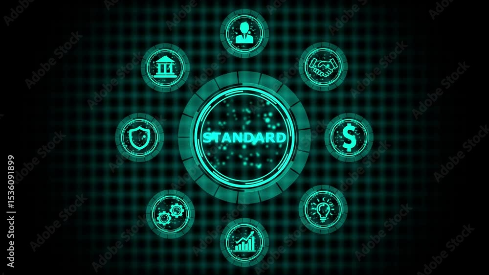 Poster standard quality control. certification. business, technology, internet and networking concept on th
