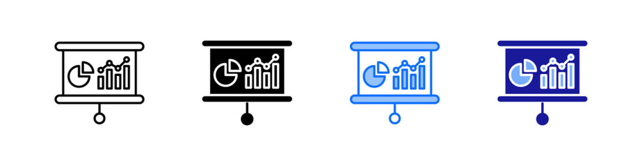 Presentation Multiple Style Icon Set Vector 