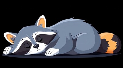Adorable Sleeping Raccoon Pixel Art Illustration