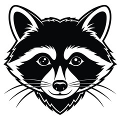 A monochromatic raccoon looks forward with a sly smile and watchful eyes now