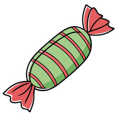Striped Green Candy Vector Illustration Perfect for Sweet Treats, Holiday Designs, and Festive Projects