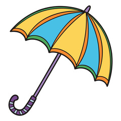 Colorful Striped Umbrella Vector Illustration Perfect for Rainy Day Designs, Kids' Books, and More