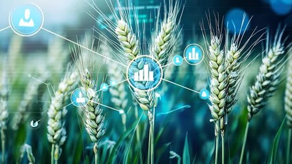 Wheat field with overlay of data visualization - Powered by Adobe