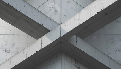 Obraz premium Concrete beams intersect in a modern architectural design, creating geometric patterns.