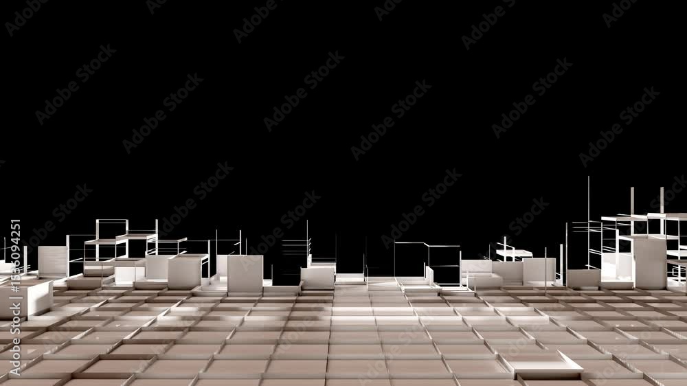Poster corridor abstract background. square materials are forming to form space or corridor. futuristic sci