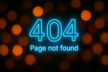 sign with glowing neon text in center page not found