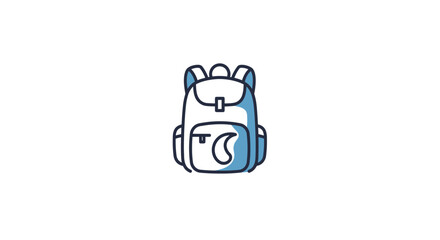 Modern Travel SVG Icon of Backpack in Blue Line Art Vector SVG Design