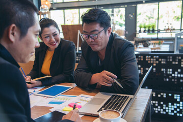 Diverse company collaboration meeting brainstorming business workplace. Asian Company Meeting...