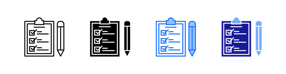 Checklist Multiple Style Icon Set Vector 