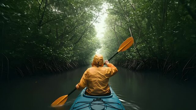 Kayaking Through Mangrove Forest on River Adventure