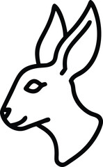 Simple kangaroo profile illustration showcasing bold black outline against white background gives clean feel