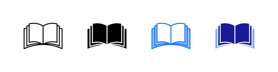 Book Multiple Style Icon Set Vector 