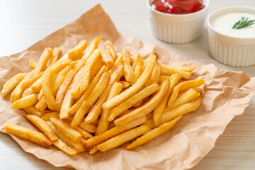 French fries with sour cream and ketchup