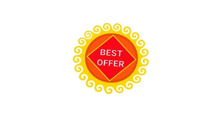 A vibrant animated icon showcasing a “Best Offer” label or badge, typically with starbursts, tags, or bold typography. Ideal for ecommerce promotions, sales campaigns, flash deals, product highlights,