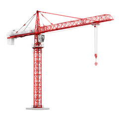 Red construction crane soars against darkness
