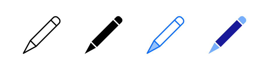 Pencil Multiple Style Icon Set Vector 