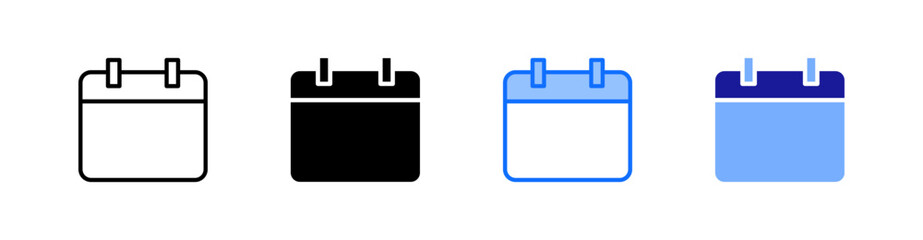 Calendar Multiple Style Icon Set Vector 