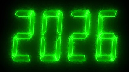 Animated glowing neon sign 2026. Happy New Year celebration. neon 2026 text animation - Powered by Adobe
