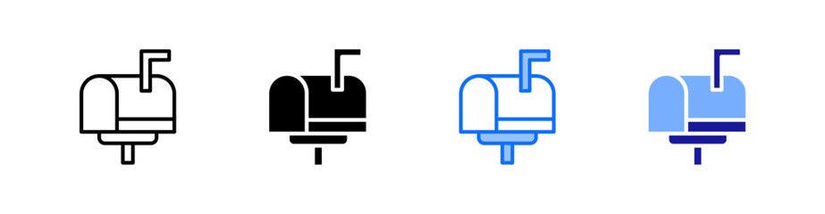Mailbox Multiple Style Icon Set Vector 