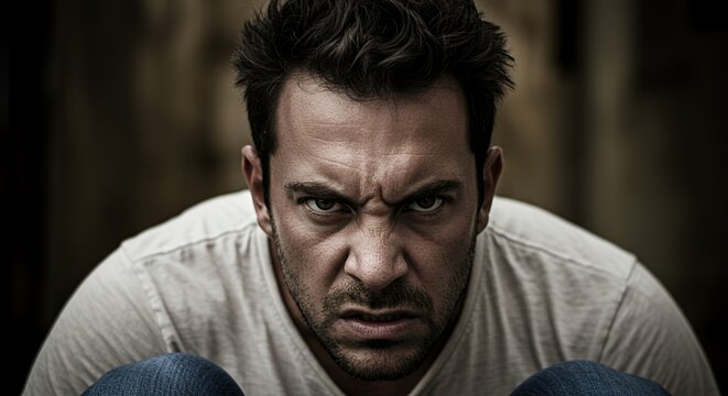 Intense Portrait of an Angry Man