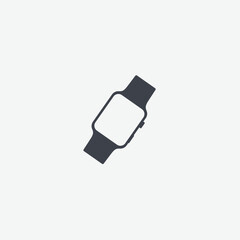 Flat front-view smartwatch illustration in dark gray with clean, modern design. Minimalist style vector on white background, ideal for tech, UI, or wearable design projects.
