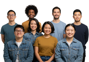 Diverse young adults posing friendly togetherness concept