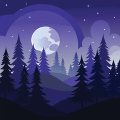 Naklejka premium Wild Animal Group Enjoying Nature – Colorful Vector Illustration a-beautiful-lush-green-forest-landscape--a--carto