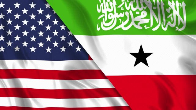 USA and Somaliland Flag Animation Loop. Ultra HD 4k