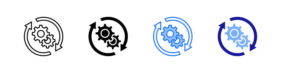 Work In Progress Multiple Style Icon Set Vector 