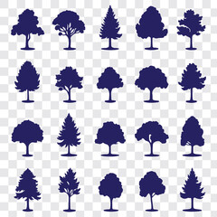 Set of tree silhouette vector