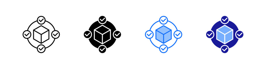 Supply Chain Multiple Style Icon Set Vector 