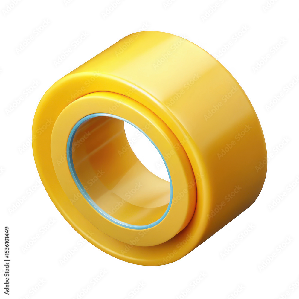 Poster 3d render of yellow circular element isolated on transparent background