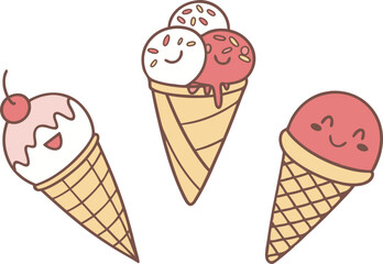 Ice Cream and Cold Desserts Illustrations illustration collection. Colorful Ice Cream and Cold Desserts Illustrations design set. Ice Cream and Cold Desserts Illustrations icons and elements