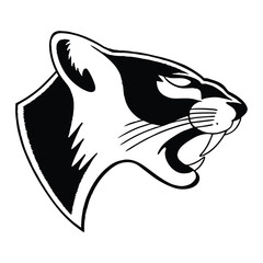 Fierce panther profile in monochrome displays sharp teeth, evoking strength and power