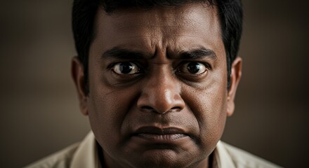 Fototapeta premium Close-up Portrait of a Man Showing Disgust