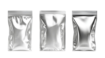 set of aluminum blank foil food pack on white background