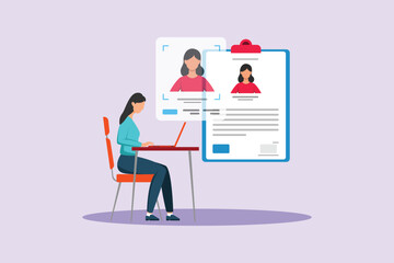 Human Resource Concept. Colored flat vector illustration isolated