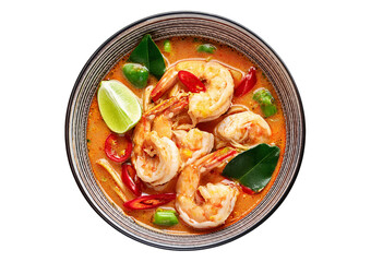 Tom Yum Kung favorite food in Thailand Asia isolated on a transparent or white background