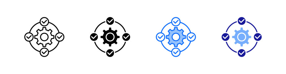 Cycle Multiple Style Icon Set Vector 