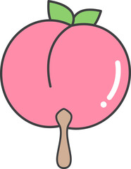 복숭아모양 손잡이 부채