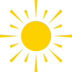 강한 햇살의 노란 태양 아이콘